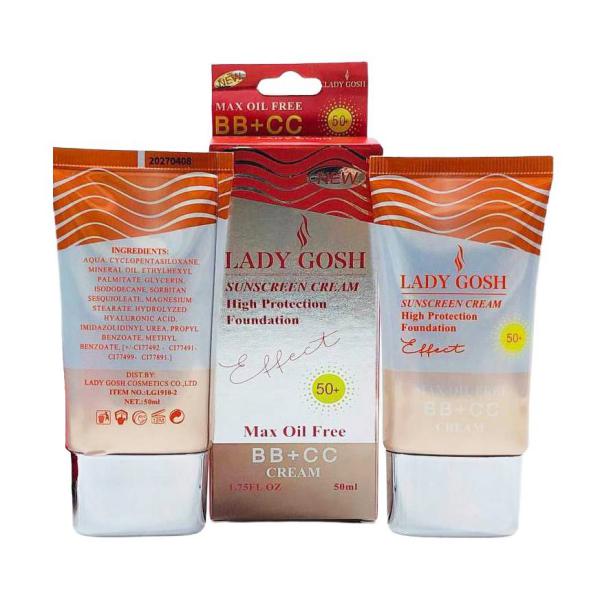 ضد آفتاب BB رنگی لیدی گاش LADY GOSH با SPF 50 حجم 50 میلی لیتر
