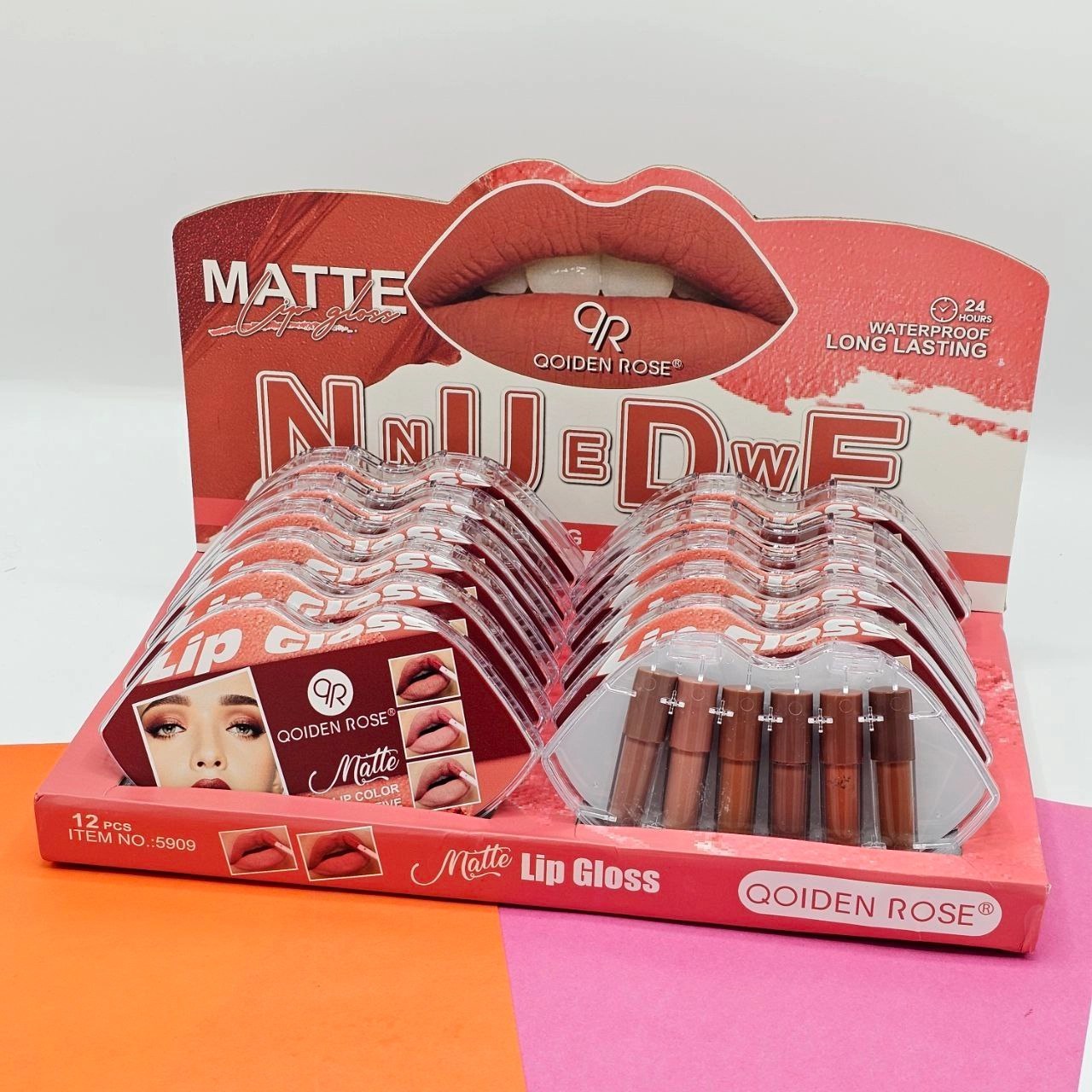 پک رژلب مایع طرح لب کویدن رز - 1 پک 6 تایی